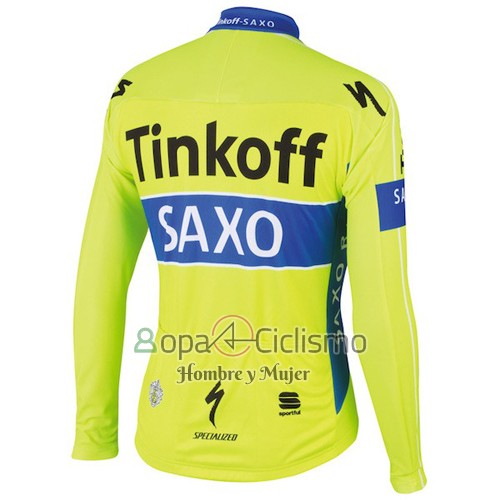 Tinkoff Saxo Bank Ropa Ciclismo Culotte Largo 2016 Mangas Largas AMarillo y Azul